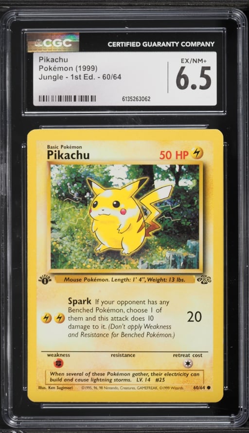 1999 Pokemon Jungle 1st Edition Pikachu #60 CGC 6.5 EXMT+