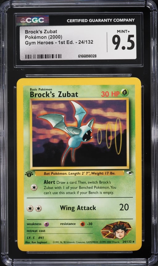 2000 Pokemon Gym Heroes 1st Edition Brock's Zubat #24 CGC 9.5 MINT+