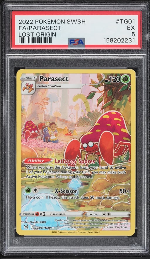 2022 Pokemon Sword & Shield Lost Origin Trainers Gallery CHR Parasect #TG01 PSA 5 EX