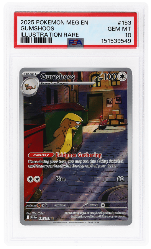 2025 Pokemon Mega Evolution Illustration Rare Gumshoos #153 PSA 10