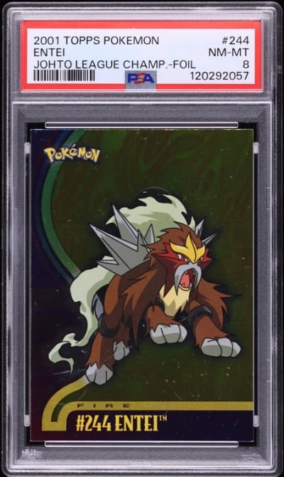 2001 Topps Pokemon Johto League Champions Foil Entei #244 PSA 8 NM-MT