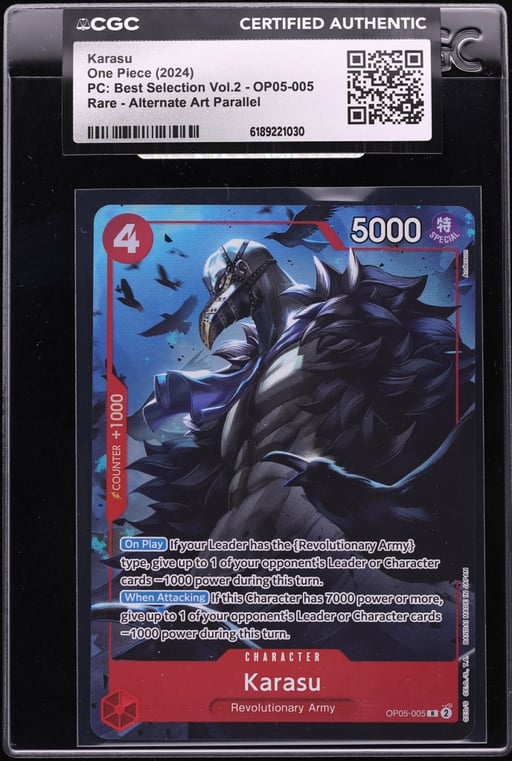 2024 One Piece Premium Best Selection Vol. 2 Alt Art Karasu #OP05-005 CGC AUTH
