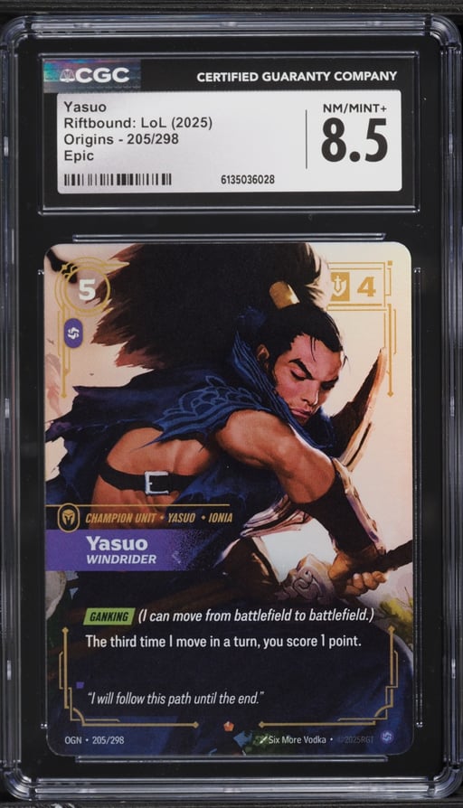 2025 Riftbound: League Of Legends Origins Yasuo #205 CGC 8.5 NM-MT+