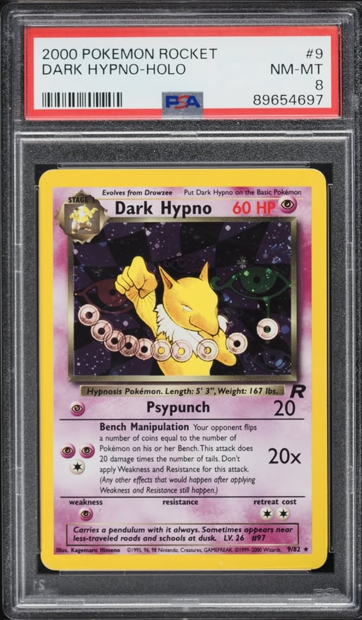 2000 Pokemon Team Rocket Holo Dark Hypno #9 PSA 8 NM-MT