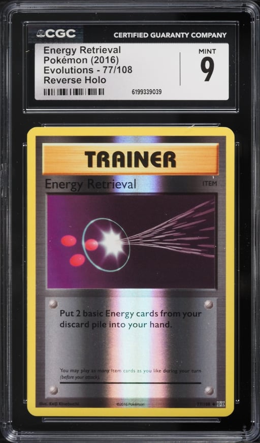 2016 Pokemon Evolutions Reverse Holo Energy Retrieval #77 CGC 9 MINT