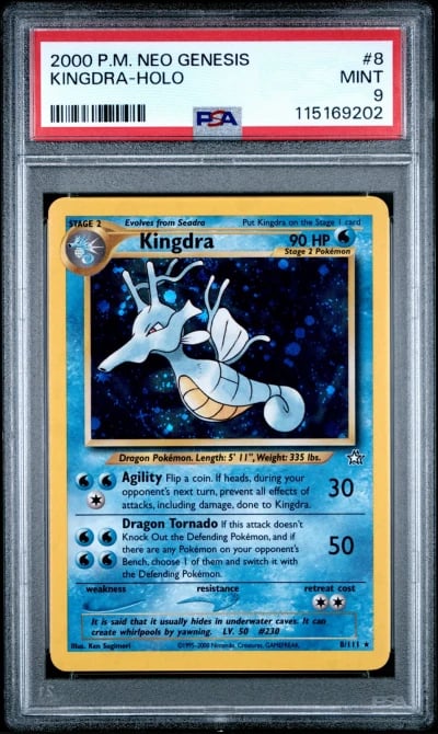 2000 POKEMON NEO GENESIS #8 KINGDRA-HOLO PSA 9