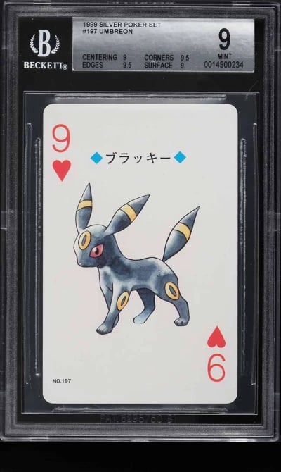 1999 Pokemon Japanese Silver Poker Set Nintendo Playing Card Umbreon #197 BGS 9