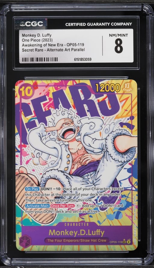 2023 One Piece Awakening Of The New Era Alt Art Monkey D. Luffy #OP05-119 CGC 8 NM-MT