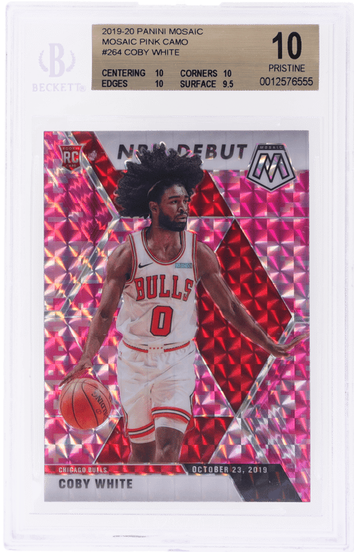 2019 Panini Mosaic NBA Debut Pink Camo Prizm Coby White #264 BGS 10