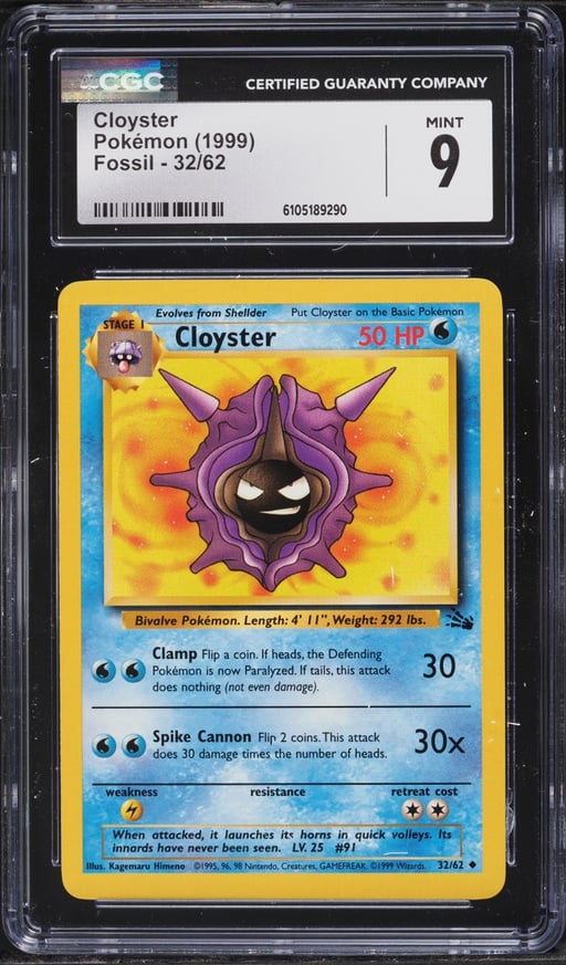 1999 Pokemon Fossil Cloyster #32 CGC 9 MINT