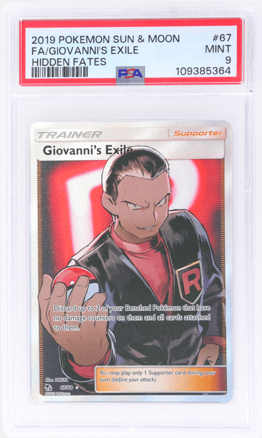 2019 Pokemon Sun and Moon Hidden Fates Giovanni's Exile #67 PSA 9