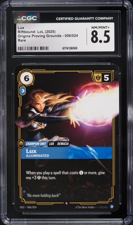 2025 Riftbound: LoL Origins Proving Grounds Lux #006 CGC 8.5 NM-MT+
