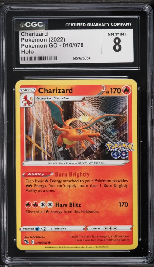 2022 Pokemon Sword & Shield GO Holo Charizard #10 CGC 8 NM-MT