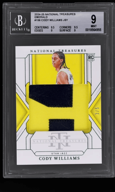2024 National Treasures Rookie Patch Emerald Cody Williams #156 3/5 BGS 9