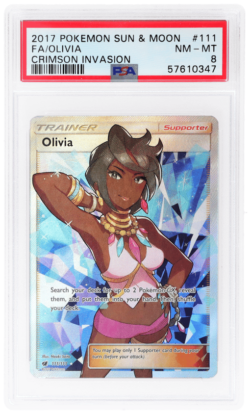 2017 Pokemon Sun and Moon Crimson Invasion Olivia #111 PSA 8