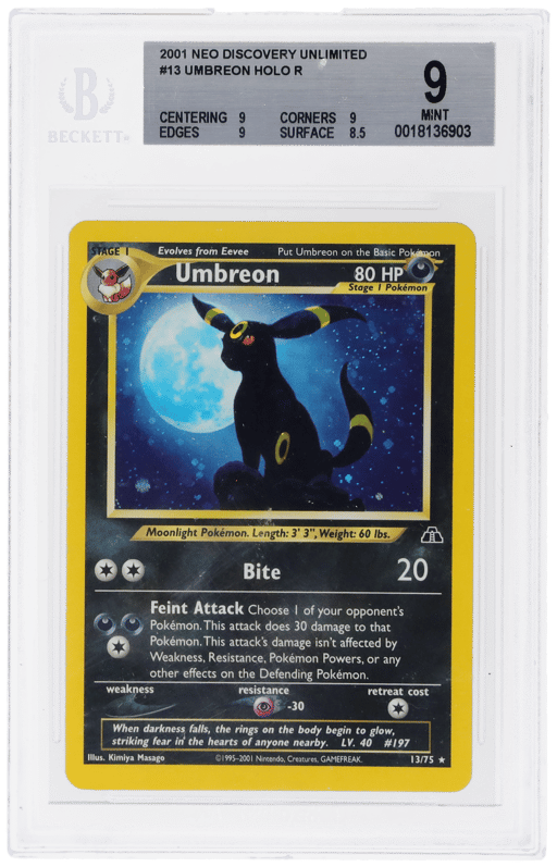 2001 Pokemon Neo Discovery Holo Umbreon #13 BGS 9