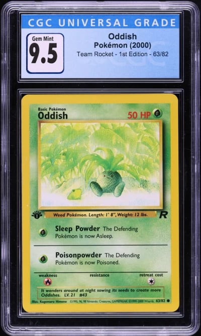 2000 Pokemon Team Rocket 1st Edition Oddish #63 CGC 9.5 GEM MINT