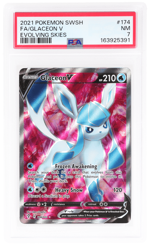 2021 Pokemon Sword and Shield Evolving Skies Glaceon V #174 PSA 7