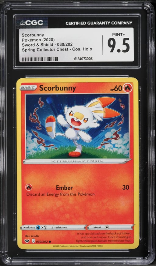 2020 Pokemon Sword & Shield Spring Collector Chest Holo Scorbunny #030 CGC 9.5 MINT+