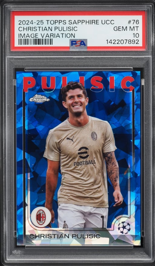 2024 Topps Chrome Sapphire Edition UEFA CC Variation Christian Pulisic #76 PSA 10 GEM MINT