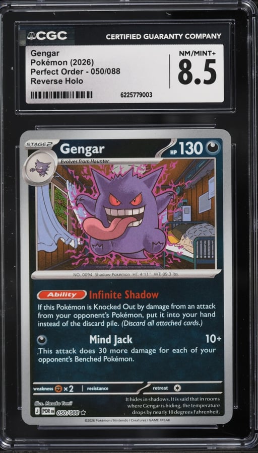 2026 Pokemon Mega Evolution Perfect Order Reverse Holo Gengar #50 CGC 8.5 NM-MT+