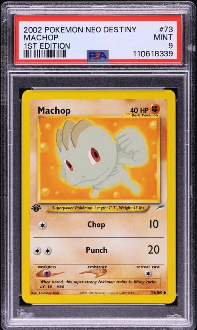 2002 Pokemon Neo Destiny 1st Edition Machop #73 PSA 9 MINT