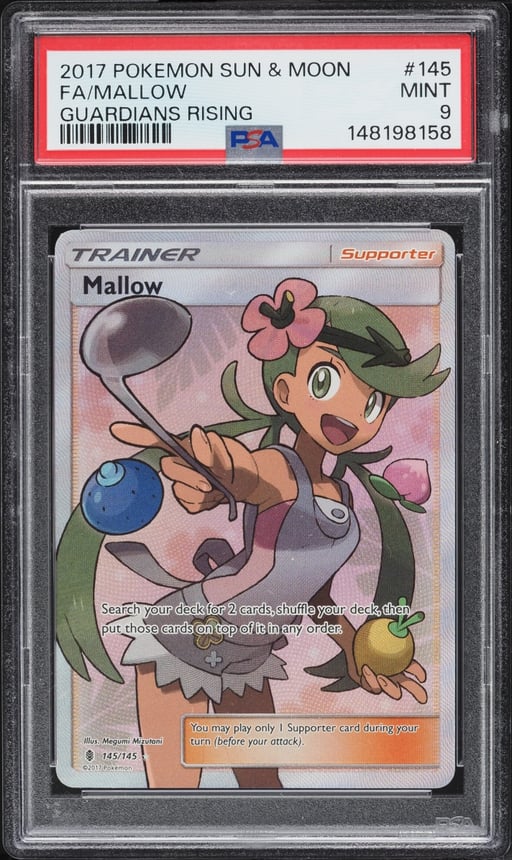 2017 Pokemon Sun & Moon Guardians Rising Full Art Mallow #145 PSA 9 MINT