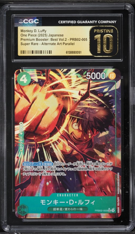 2025 One Piece Japanese Premium Booster Best Volume 2 Alt Art Monkey D. Luffy #PRB02-005 CGC 10