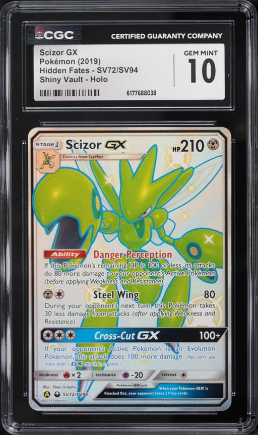 2019 Pokemon Sun & Moon Hidden Fates Shiny Vault Shiny Scizor GX #SV72 CGC 10 GEM MINT