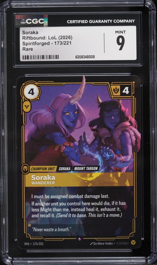 2026 Riftbound League Of Legends LoL Spiritforged Soraka #173 CGC 9 MINT