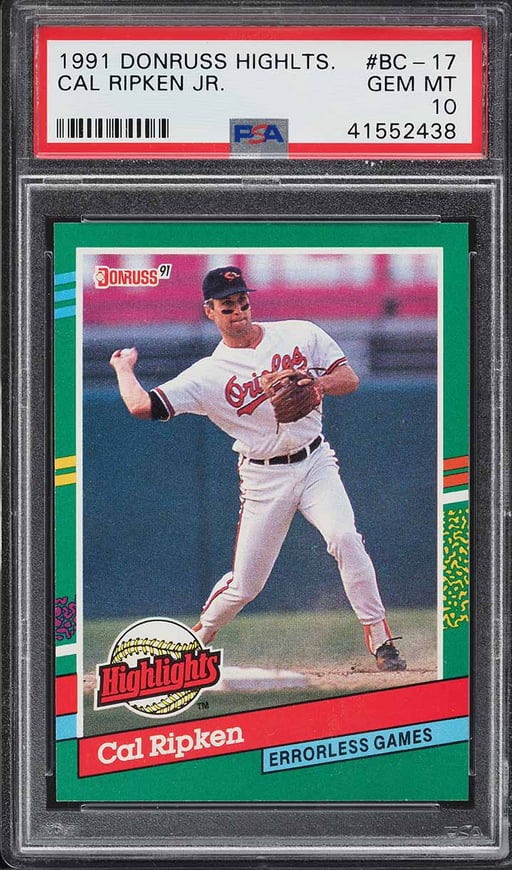 1991 Donruss Highlights Cal Ripken Jr. #BC-17 PSA 10 GEM MINT
