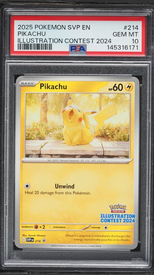 2025 Pokemon Scarlet & Violet Promo Illustration Contest Pikachu #214 PSA 10 GEM MINT