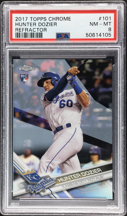 2017 Topps Chrome Refractor Hunter Dozier #101 PSA 8