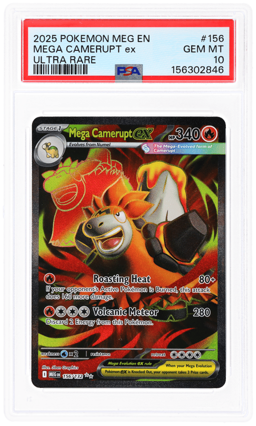 2025 Pokemon Mega Evolution Ultra Rare Mega Camerupt Ex #156 PSA 10