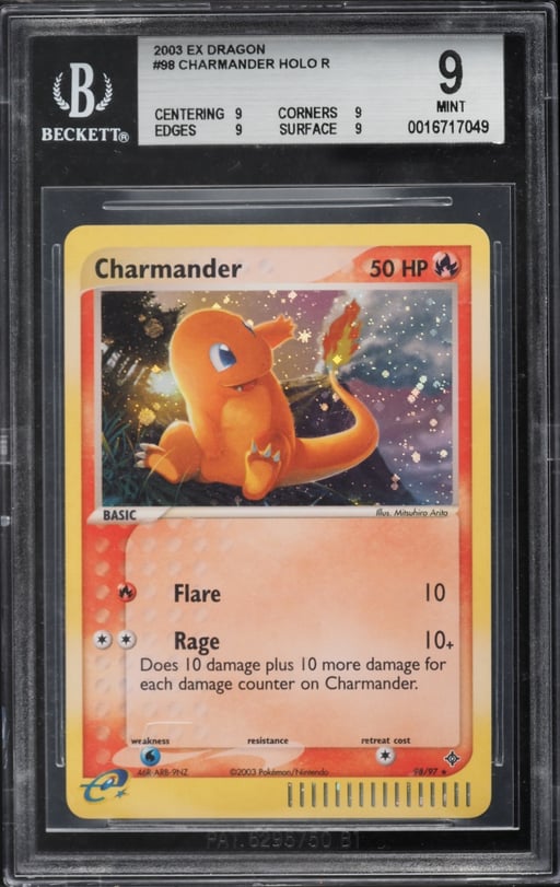 2003 Pokemon EX Dragon Holo Charmander #98 BGS 9 MINT