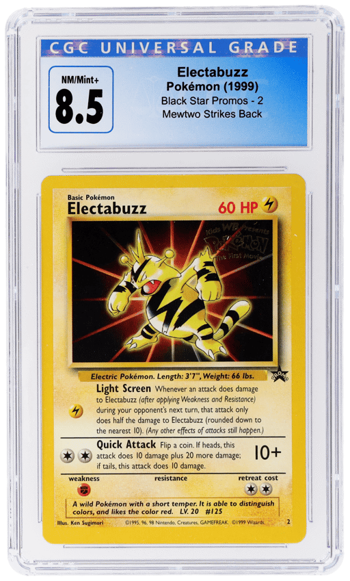 1999 Pokemon Wizards of the Coast Black Star Promo Mewtwo Strikes Back Electabuzz #2 CGC 8.5