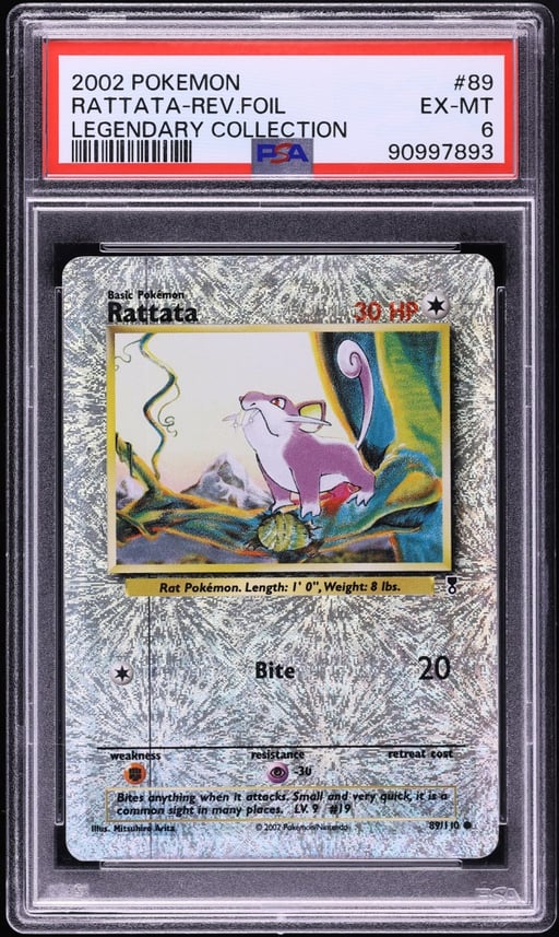 2002 Pokemon Legendary Collection Reverse Holo Rattata #89 PSA 6 EXMT