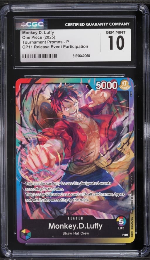 2025 One Piece Promo Tournament Release Event Participation Monkey D. Luffy #P CGC 10 GEM MINT