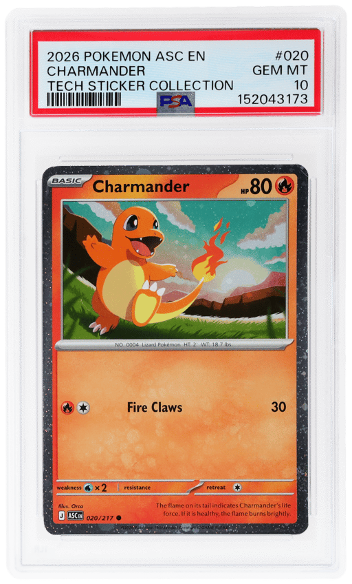 2026 Pokemon Ascended Heroes Mega Charizard Y Tech Sticker Collection Charmander #020 PSA 10