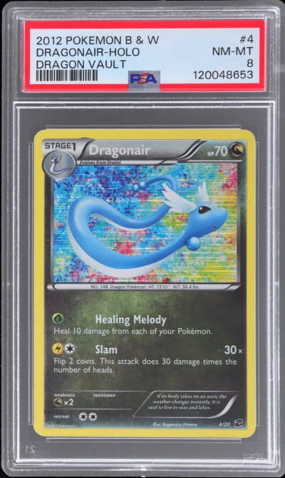 2012 Pokemon Black and White Dragon Vault Holo Dragonair #4 PSA 8
