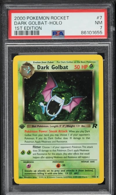 2000 Pokemon Team Rocket 1st Edition Holo Dark Golbat #7 PSA 7 NRMT