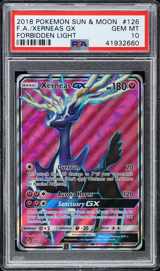 2018 Pokemon Sun & Moon Forbidden Light Full Art Xerneas GX #126 PSA 10 GEM MINT