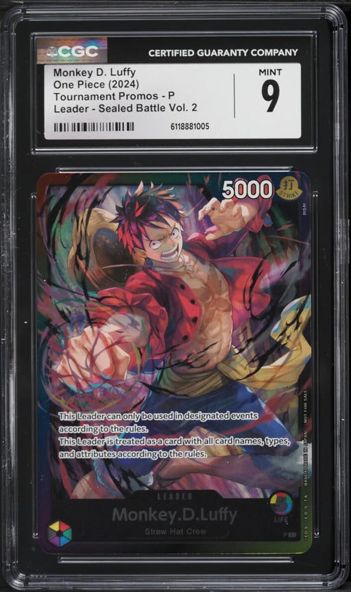 2024 One Piece Tournament Promos Sealed Battle Vol. 2 Leader Monkey D. Luffy #P CGC 9 MINT