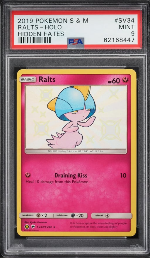 2019 Pokemon Sun & Moon Hidden Fates Shiny Ralts #SV34 PSA 9 MINT