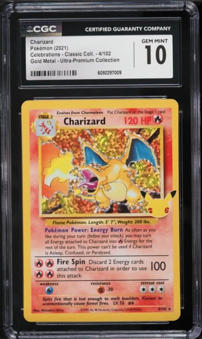 2021 Pokemon Sword & Shield Celebrations Gold Metal Ultra Premium Collection Charizard CGC 10