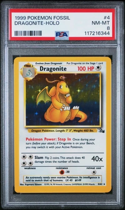 1999 POKEMON FOSSIL #4 DRAGONITE