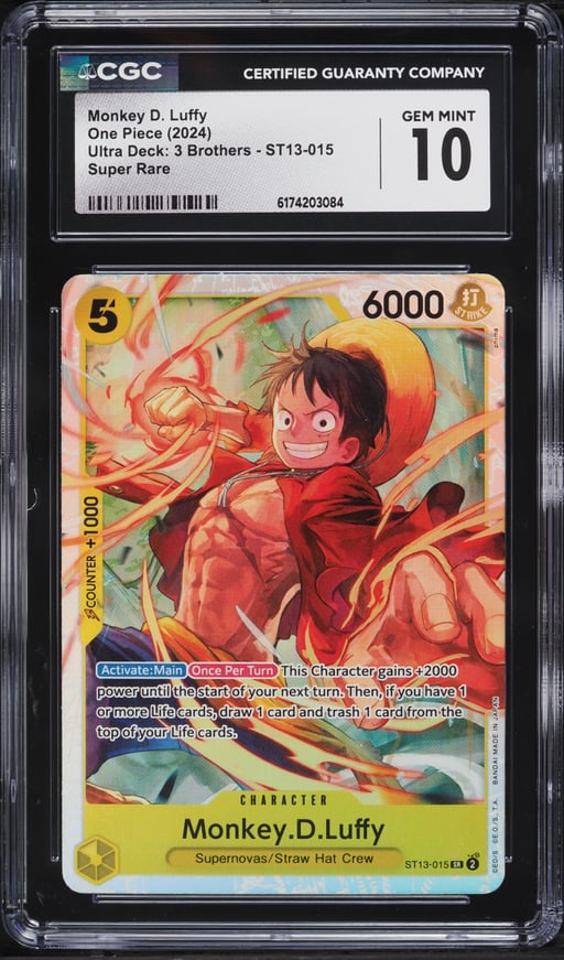 2024 One Piece Ultra Deck The Three Brothers SR Monkey D. Luffy #ST13-015 CGC 10 GEM MINT