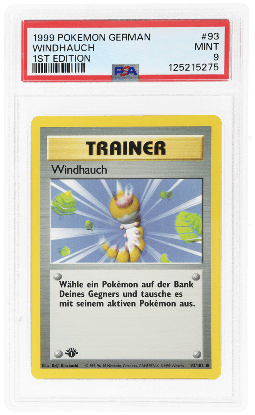1999 Pokemon Base Set German 1st Edition Gust of Wind #93 PSA 9