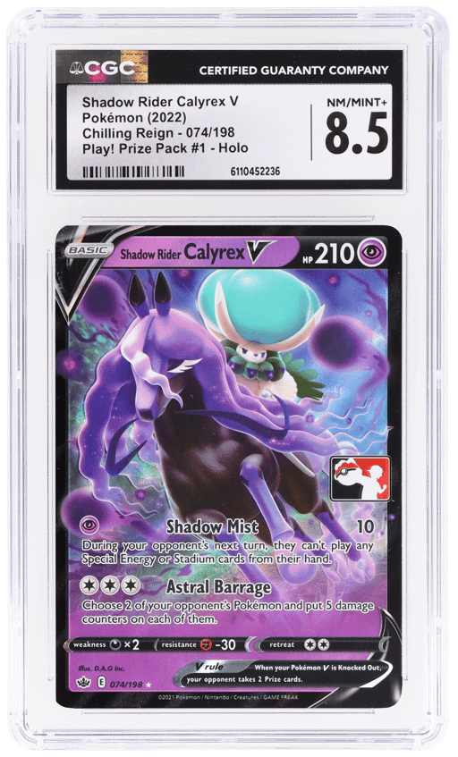 2022 Pokemon Chilling Reign Play! Pokemon Prize Pack #1 Shadow Rider Calyrex V #074 CGC 8.5