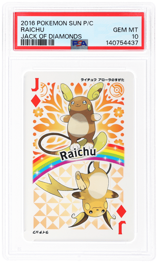 2016 Pokemon Sun Playing Cards Jack of Diamonds Raichu PSA 10